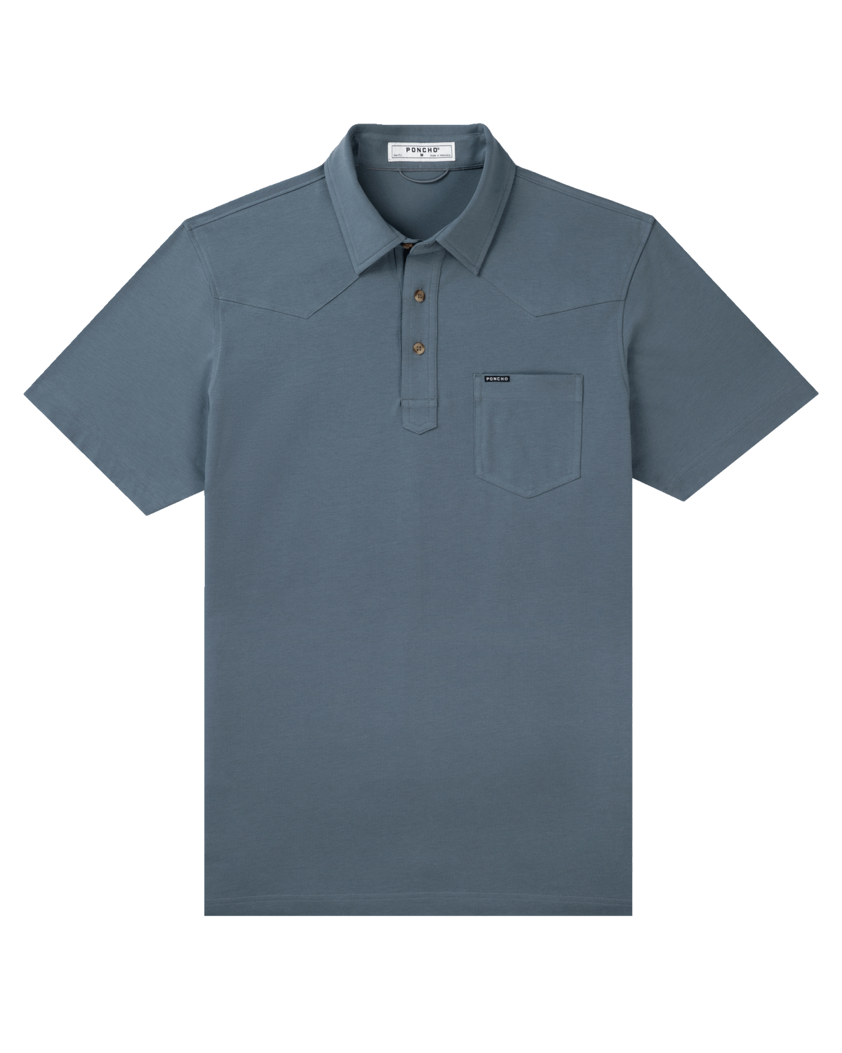 Ponch Mens The Dinner Bell Shirt a polo shirt in a slate blue soft short sleeve shirt at boltranchstore.com