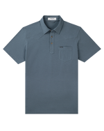 Ponch Mens The Dinner Bell Shirt a polo shirt in a slate blue soft short sleeve shirt at boltranchstore.com
