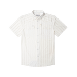 Poncho Mens The 1836 Shirt a snap up front shirt two snap down pockets in a white blue bonnet stripe short sleeve at boltranchstore.com