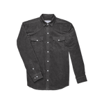 Black corduroy shirt with white buttons on  Poncho Mens The Dusty Burro at boltranchstore.com free shipping pearl snap shirt in stock