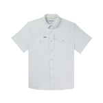 Poncho Mens The Get In Line Shirt in baby blue vertical stripe in a snap up shirt with short sleeves and collar at boltranchstore.com