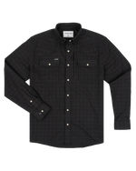Poncho The Grey Beard black brown and tan plaid western flannel with built in lens cloth and sunglasses holder mens ranch wear Kamas Utah SKU SHFLWSLS5043