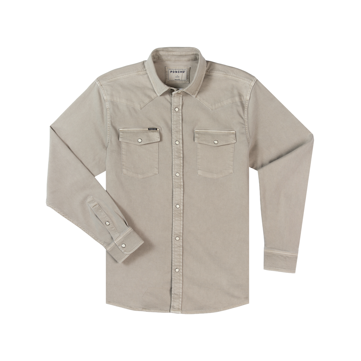Poncho Mens The Stockton BOLTRANCHSTORE.COM free shipping in stock Beige button-up shirt with two front pockets pearl snap button up