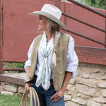 Fringe Pretty Paisley Silk Scarf White square silk scarf that drapes soft and fluid cowgirl