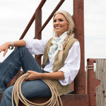Fringe Pretty Paisley Silk Scarf White goes with a felt or straw cowboy hat cowboy