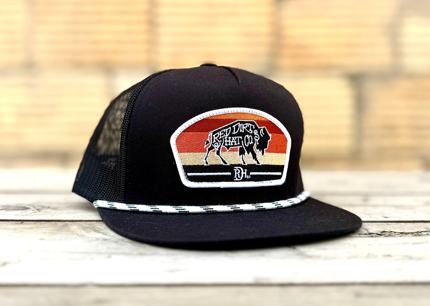Red Dirt Hat Buddy black mesh back buffalo western cap Boltranchstore.com Free Shipping RDHC-412 white rope