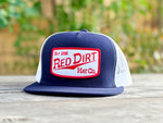 Red Dirt Fillin Station Navy White navy canvas five panel flat bill cap with white accents and embroidered patch western clothing womens western boutique Utah SKU RDHC574