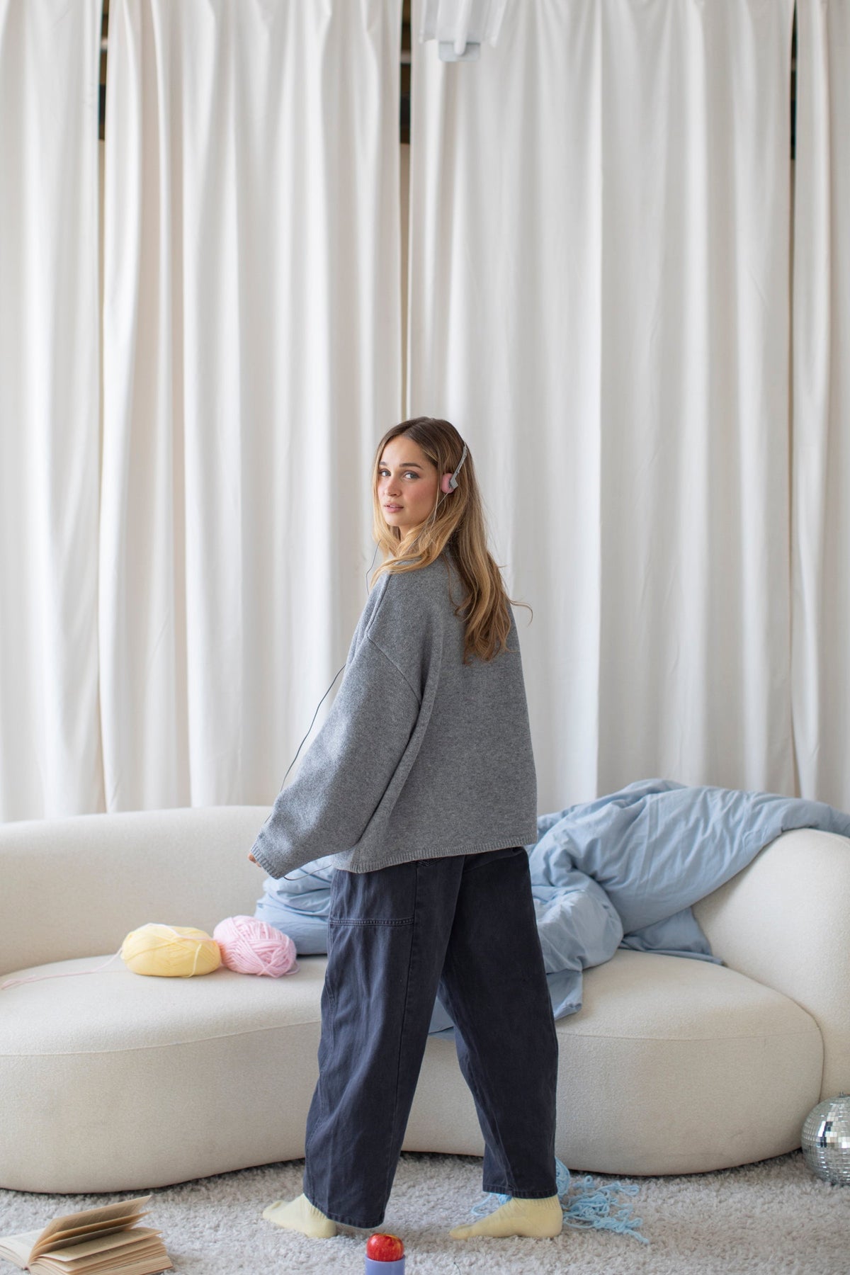 Things Between Juniper Cardigan cozy fall and winter layering piece styled with dark wide leg pants cowgirl Park City