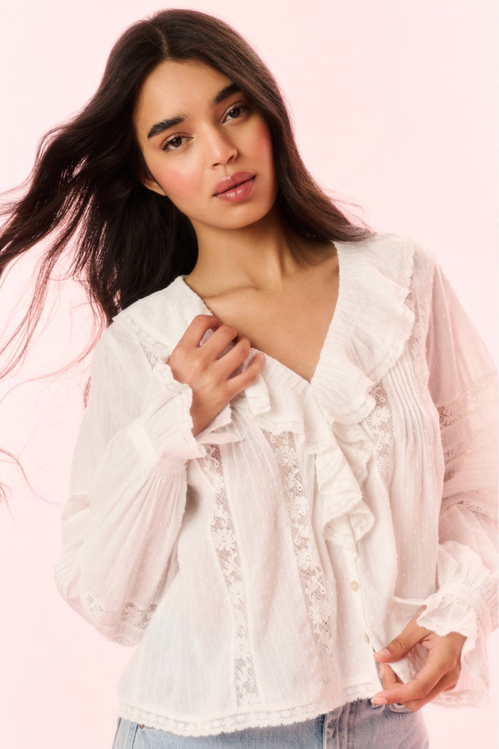 LoveShackFancy Rosabelle Cotton Ruffle Blouse