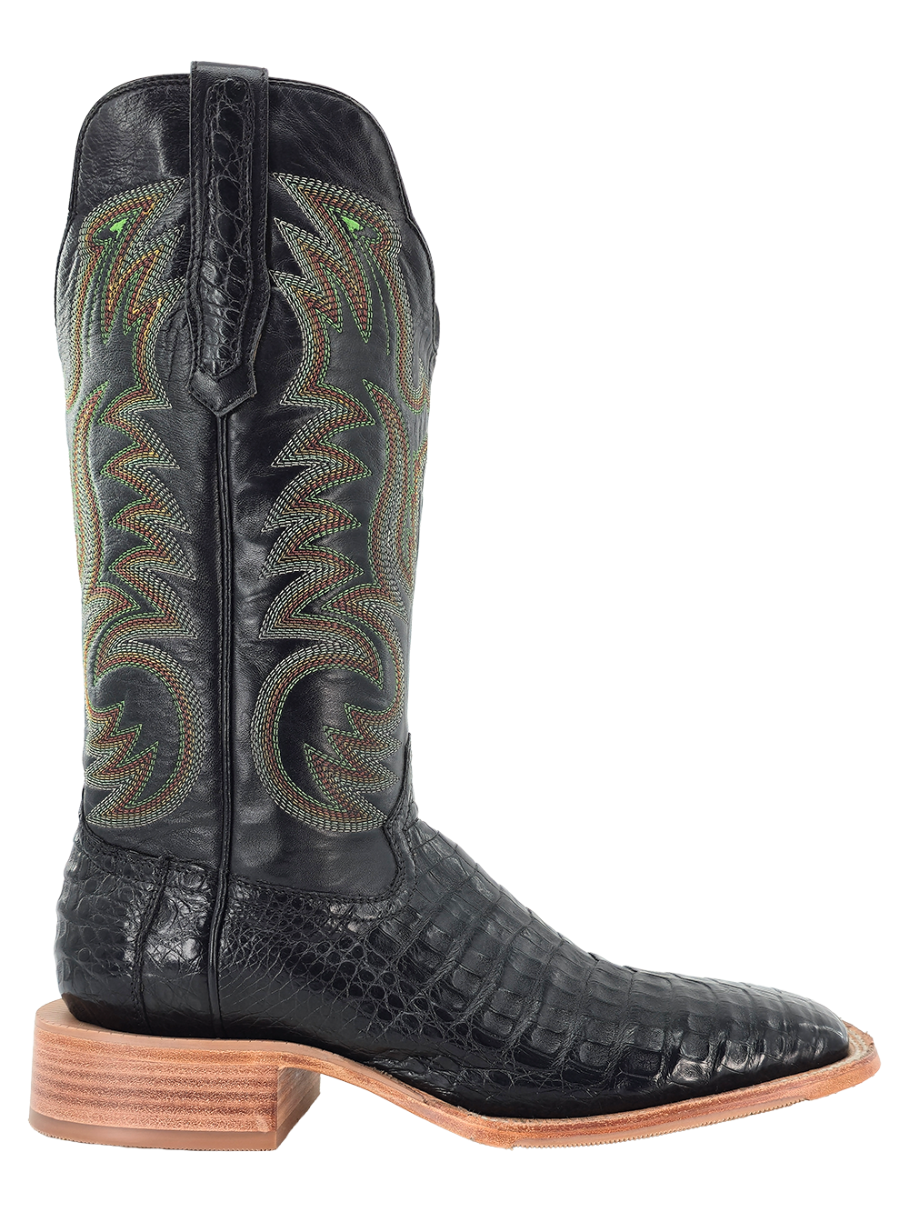 R Watson Mens Caiman Belly Wide Square Boots