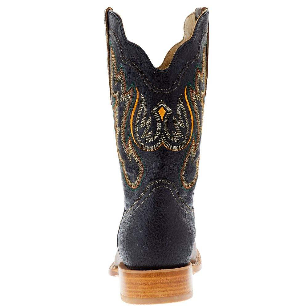 Rodeo mens western clothing Utah R Watson Mens 11 Inch Toscama Miel Soto Cowhide and Soft Black Goat Square Toe Western Boot SKU RW80032