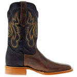 Utah mens western boutique rodeo western clothing R Watson Mens 11 Inch Toscama Miel Soto Cowhide and Soft Black Goat Square Toe Western Boot SKU RW80032