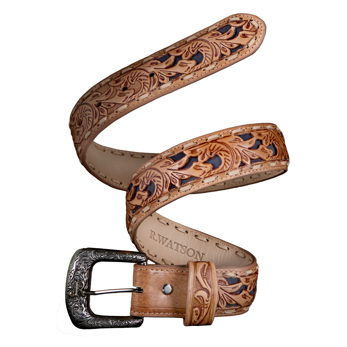 R Watson Navy Suede Underlay Belt at boltranchstore.com