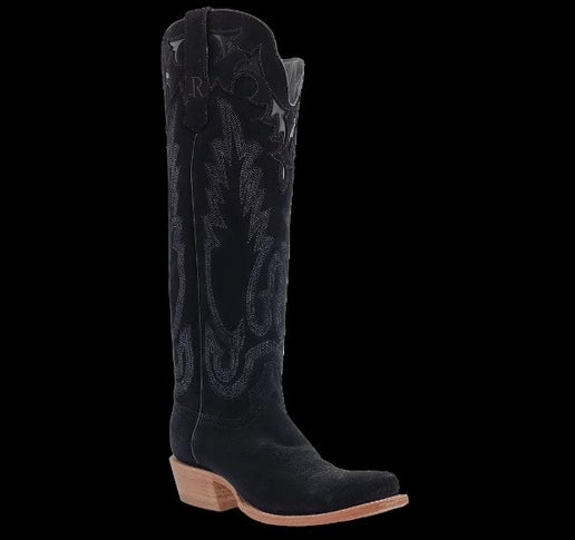 R Watson Womens Black Suede Black Roughout tall cowboy boots western fashion black american made Boltranchstore.com free shipping RWL8420-1