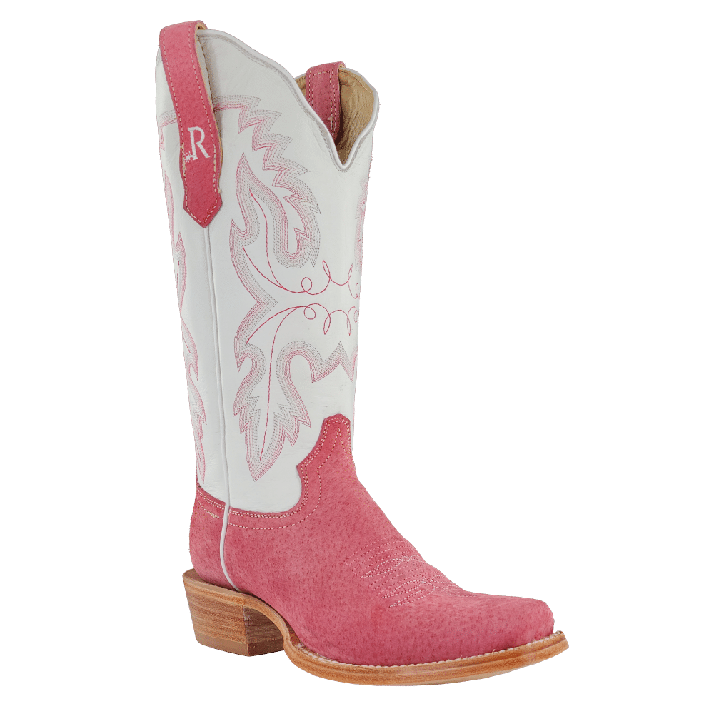 R Watson Womens Rose Boar Boot a pink vamp and white  a perfect rodeo boot or a boot for the dancefloor at boltranchstore.com