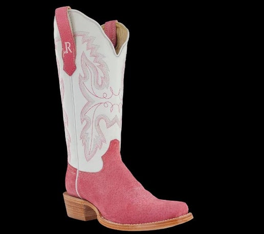 R Watson Womens Rose Boar in Winter White free shipping at bolt ranch store pink cowboy boots for women
