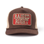 Seager Raised Right Trucker Snapback Brown breathable mesh back ranch wear