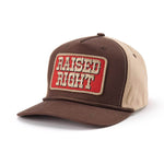 Seager Raised Right Trucker Snapback Brown brown cotton poly mens trucker hat western clothing Utah SKU MHH26RAISBRN