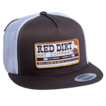 Brown and white 5-panel style snapback cap featuring the “Arrows” patch Red Dirt Hat Co available at boltranchstore.com