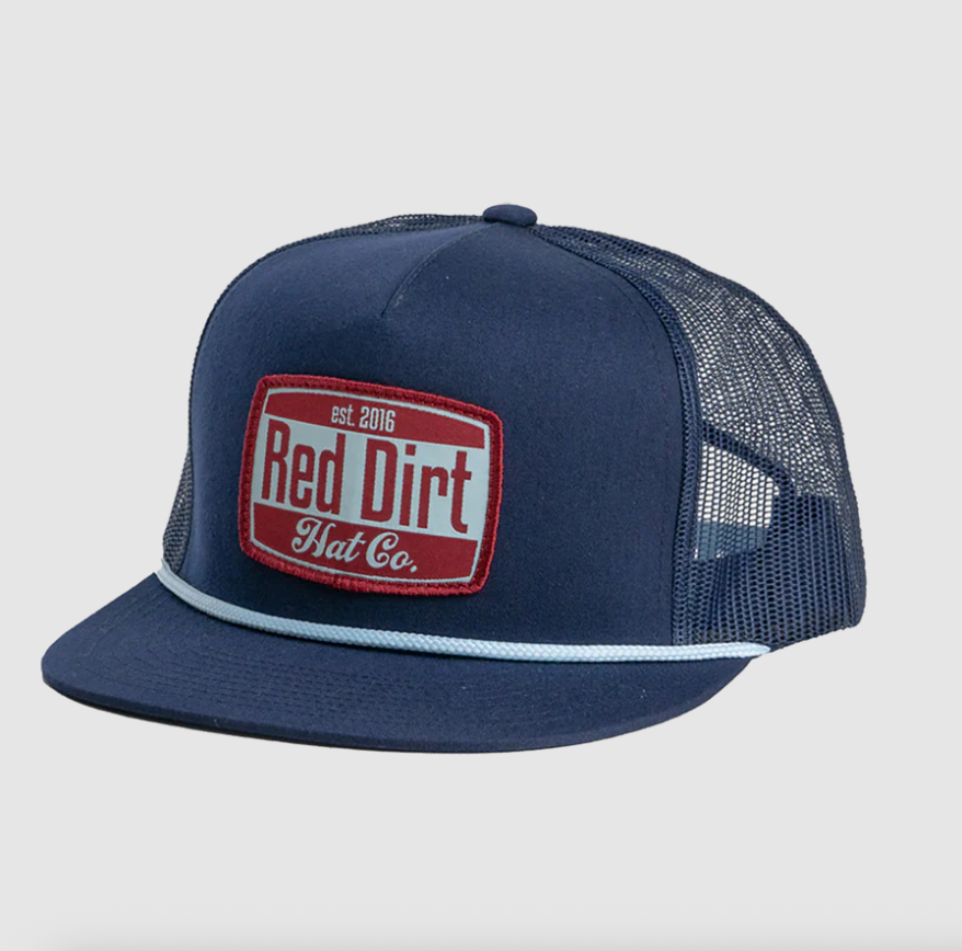 Red Dirt Howdy Flat Bill Hat mens womens unisex western navy cap hat flatbill trucker hat Boltranchstore.com