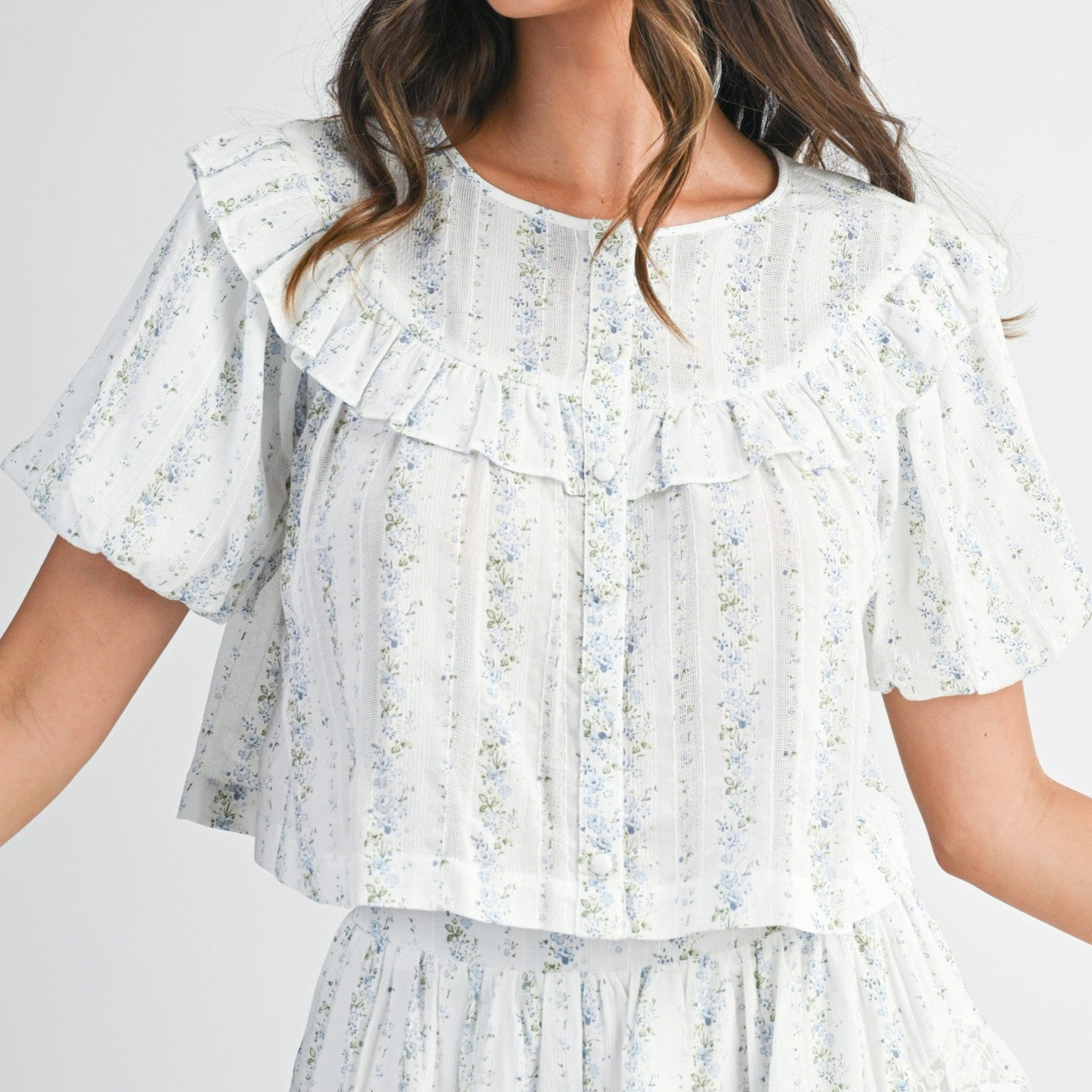 Reina Ruffle Floral Top available at boltranchstore.com