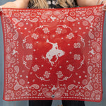 Fringe Renegade Bandana Red red bandana print with a rebellious bronc twist womens western boutique Utah SKU BANDRNGDRED0563