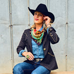 Fringe Ride Em Cowboy Silk Scarf Jade long enough to tuck the tails into a vest western clothing Utah