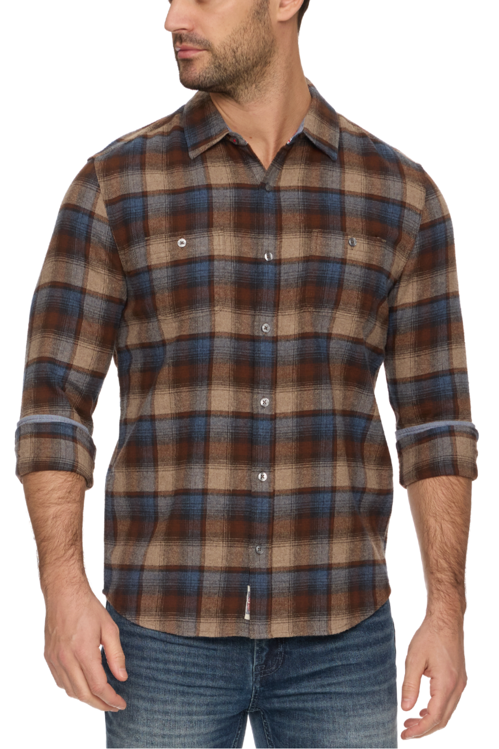 Ritter Mens Long Sleeve Flannel Shirt buy at boltranchstore.com western wear mens fall brown flannel popular Flag and Anthem