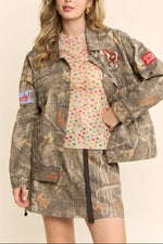 Womens Rodeo Patch Camo Jacket sold near me at Bolt Ranch Store a womens western clothing boutique