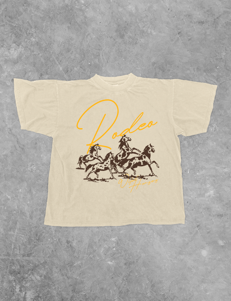 Rodeo Wild Horses Boxy Tee Clandestine Underground womens rodeo oversized t-shirt Boltranchstore.com Free Shipping western fashion style