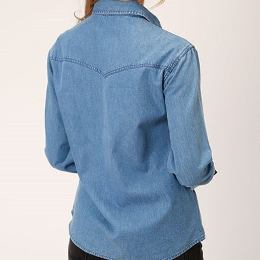 Roper Womens LS Shirt with Fringe -  Denim Blue