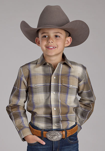 Roper Boys Mirage Plaid Snap Shirt available at boltranchstore.com