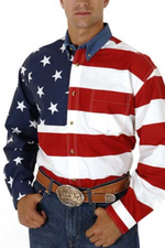 Roper Mens Stars & Stripes Long sleeve american flag shirt red white blue free shipping viral Boltranchstore.com