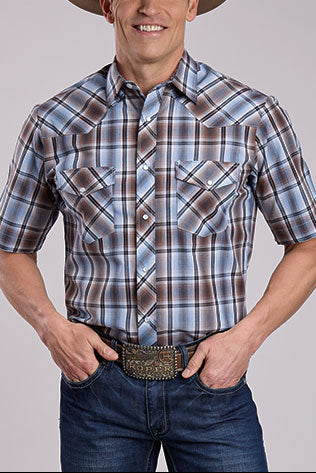 Roper Mens Western Plaid Short Sleeve Shirt buy at boltranchstore.com western wear mens rodeo riding western fashion