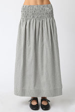 Womens Rory Gingham Skirt features a smocked waistband and a flowy gingham fabric black and cream Boltranchstore.com free shipping