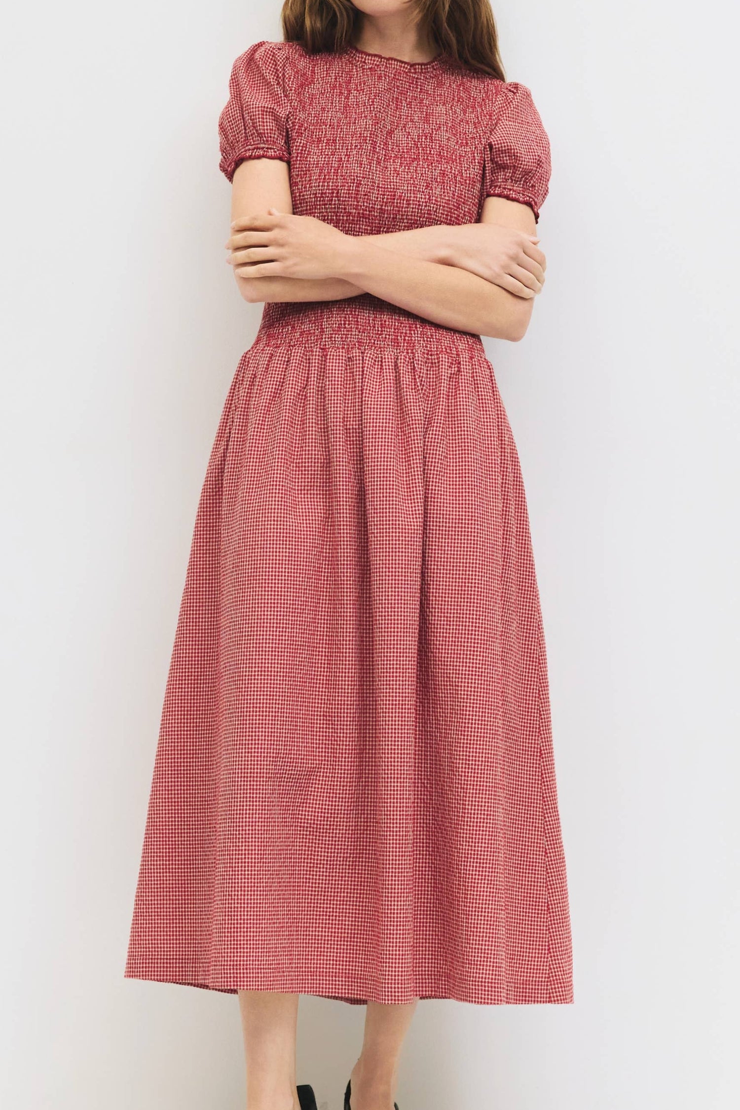 boltranchstore.com reformation dupe drop waist dress gingham dress down ballerina farms free shipping bohme womens