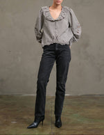 Ruffle Embroidered Check Blouse Buy at Boltranchstore.com western boutique