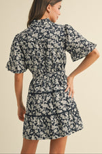 Ruffled Button Down Floral Mini Dress womens blue floral mini dress casual wedding party dress free shipping Bolt Ranch Store
