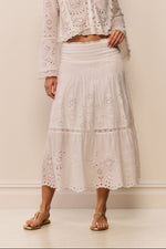 LoveShackFancy Mallow Skirt find at boltranchstore.com western boutique womens white lace skirt party guest everyday popular viral free shipping mothers day gift western outfit