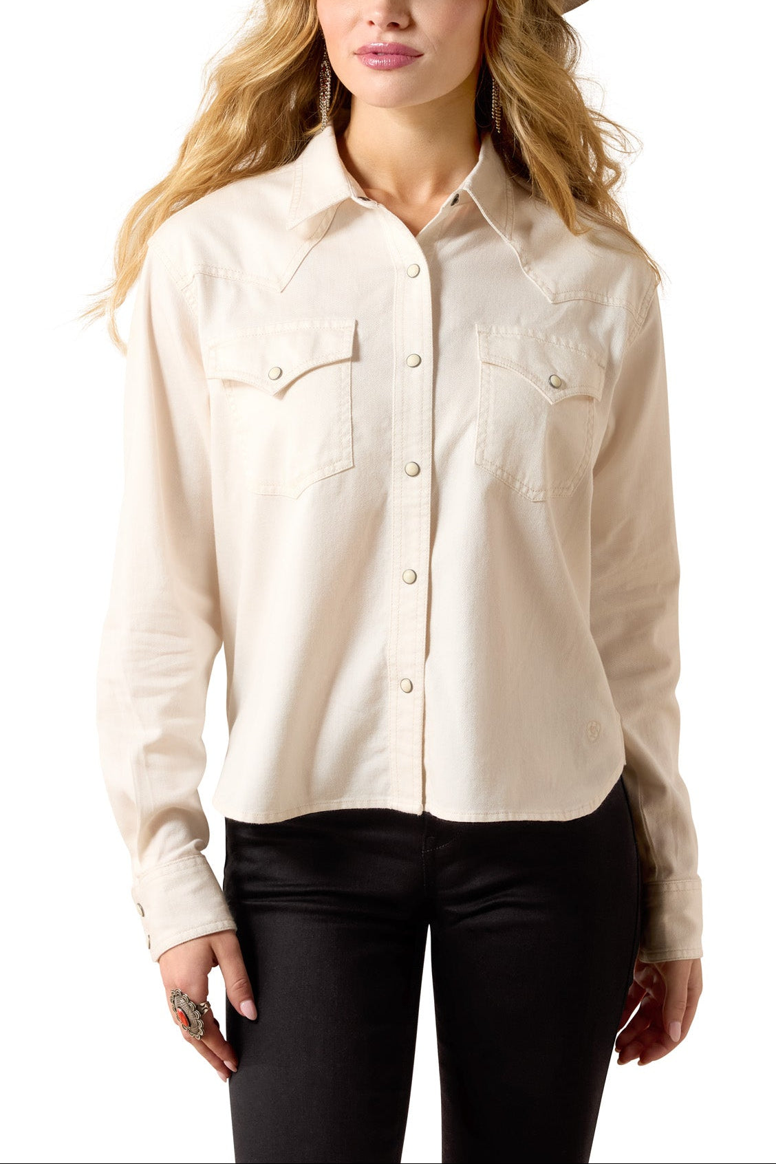Ariat Womens Asheville Snap Shirt 10071102 Womens cream sea salt western pearl snap shirt western fashion Boltranchstore.com