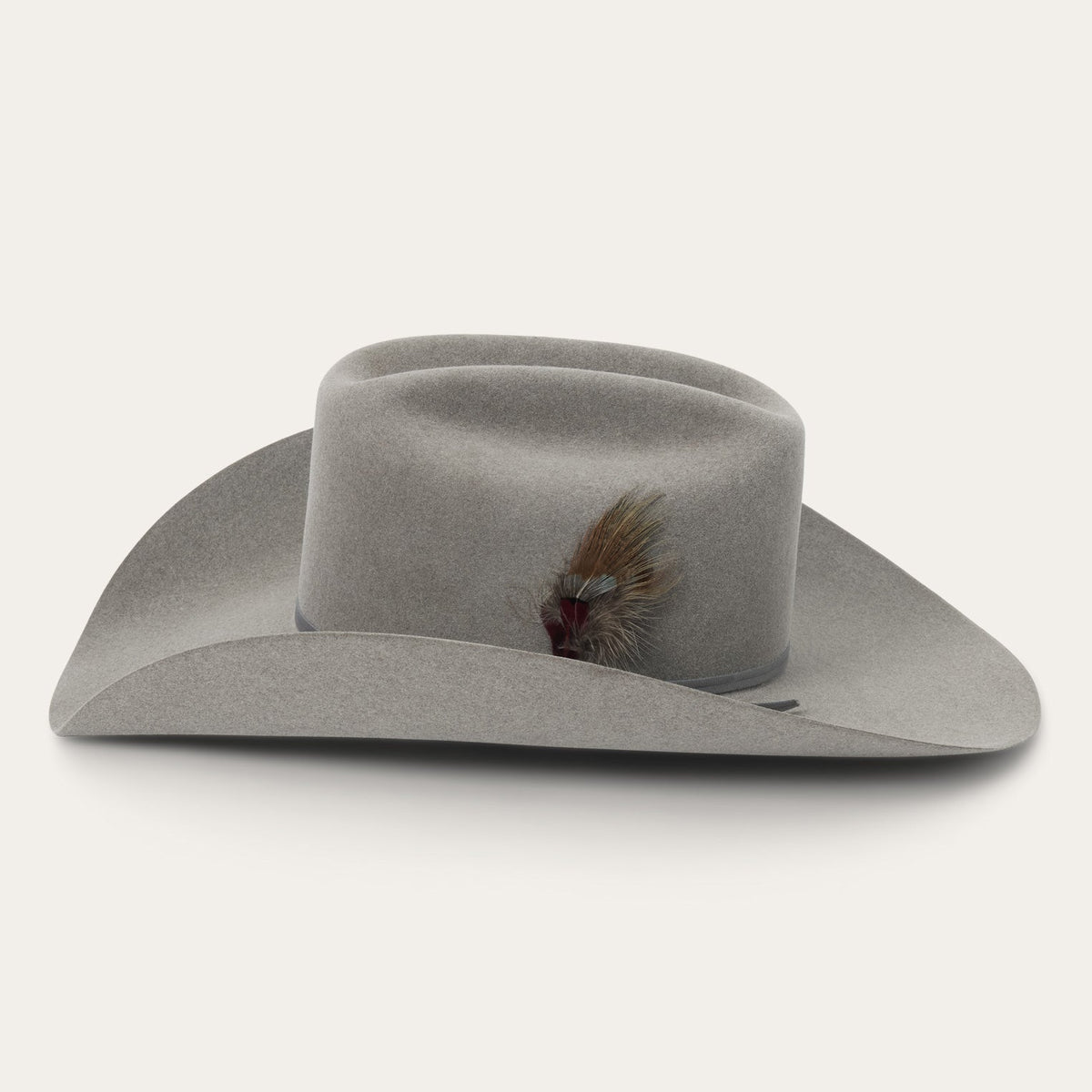 Stetson Falcon 6X Cowboy Hat Stone two ply cord hat band with removable feather