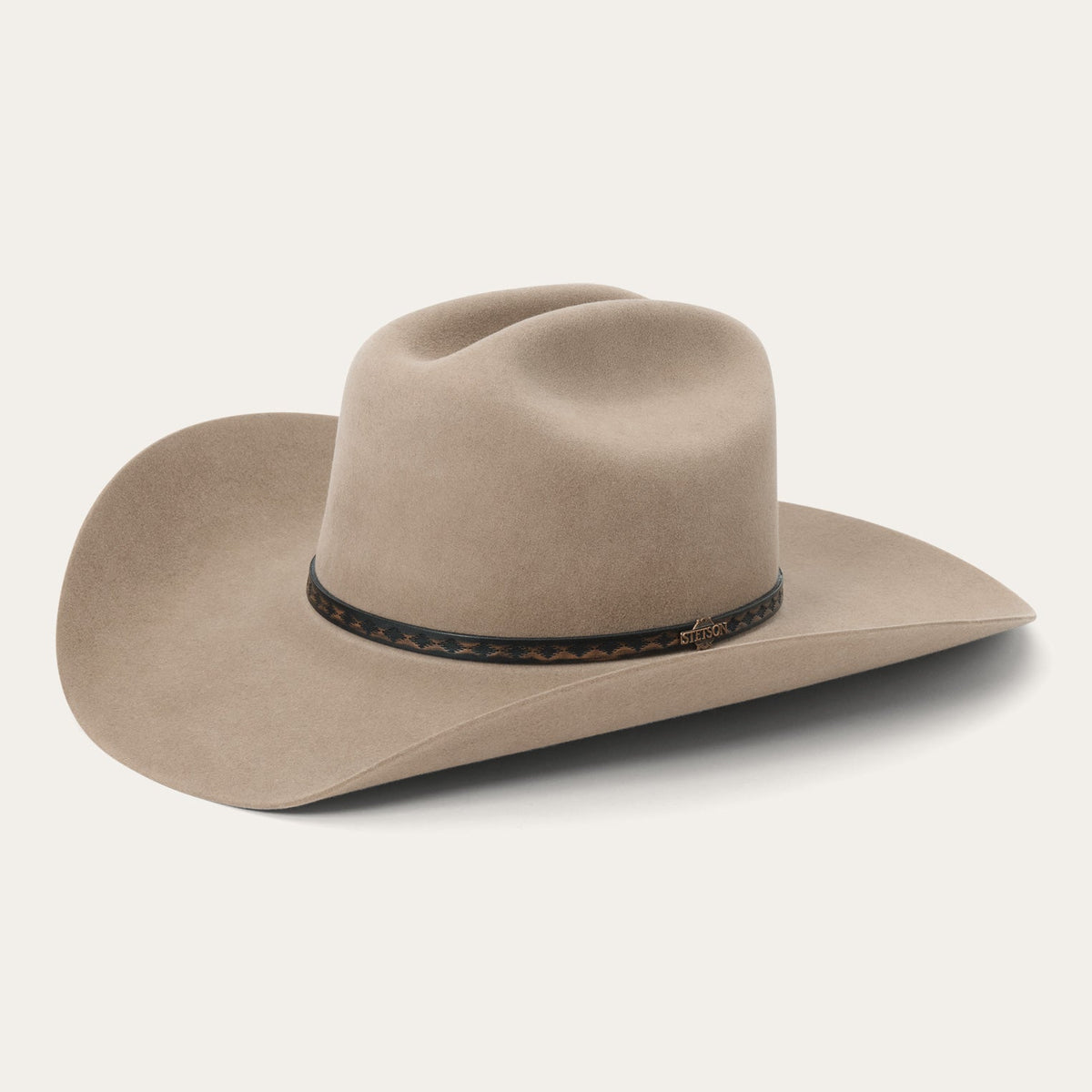 Stetson Medalist Cowboy Hat Sahara low cattleman crown with a four and a quarter inch curved brim