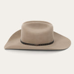 Stetson Medalist Cowboy Hat Sahara rugged leather hatband finished with a Stetson logo hat pin