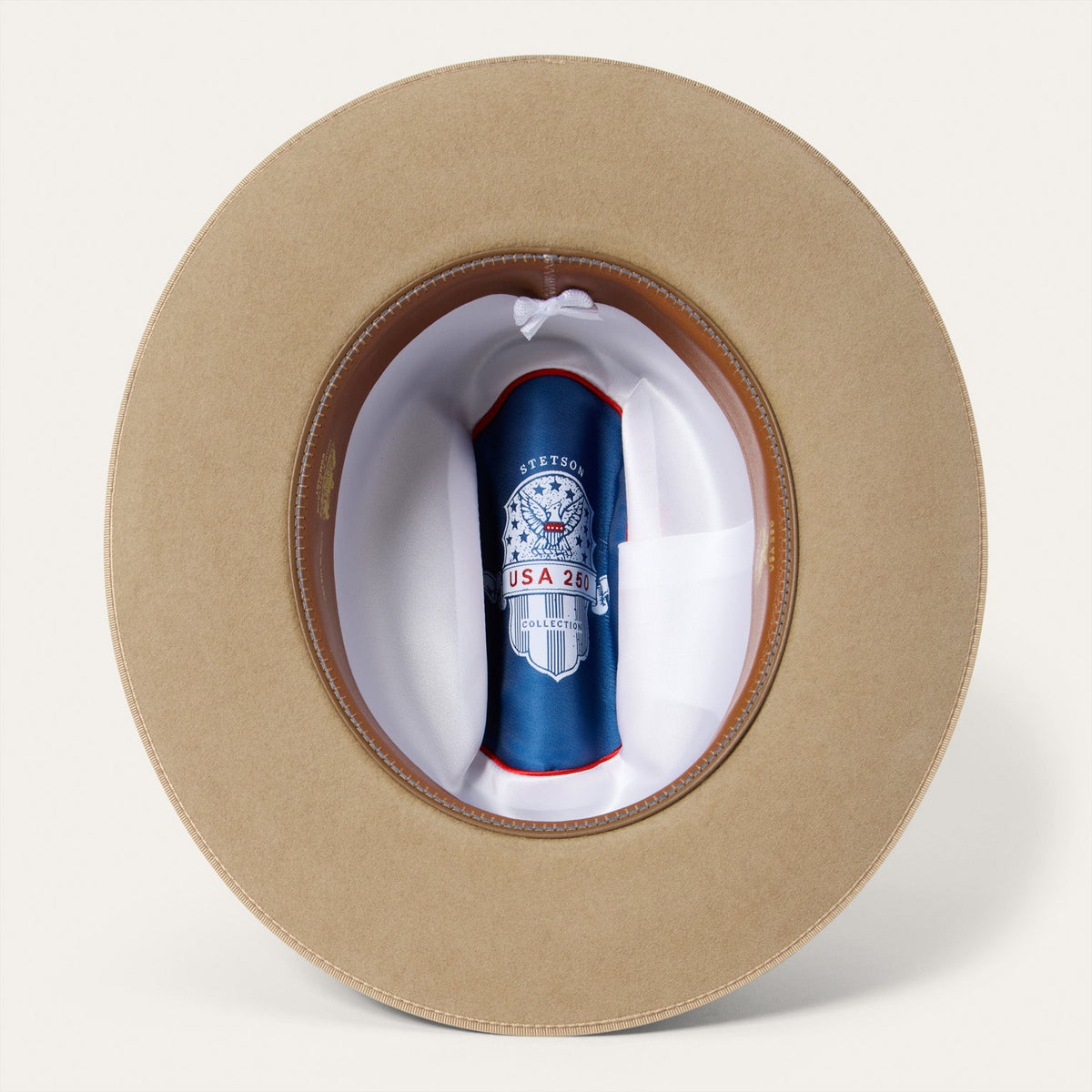 Stetson Open Road 6X USA 250 Edition Fawn red white and blue USA 250 satin liner inside the crown
