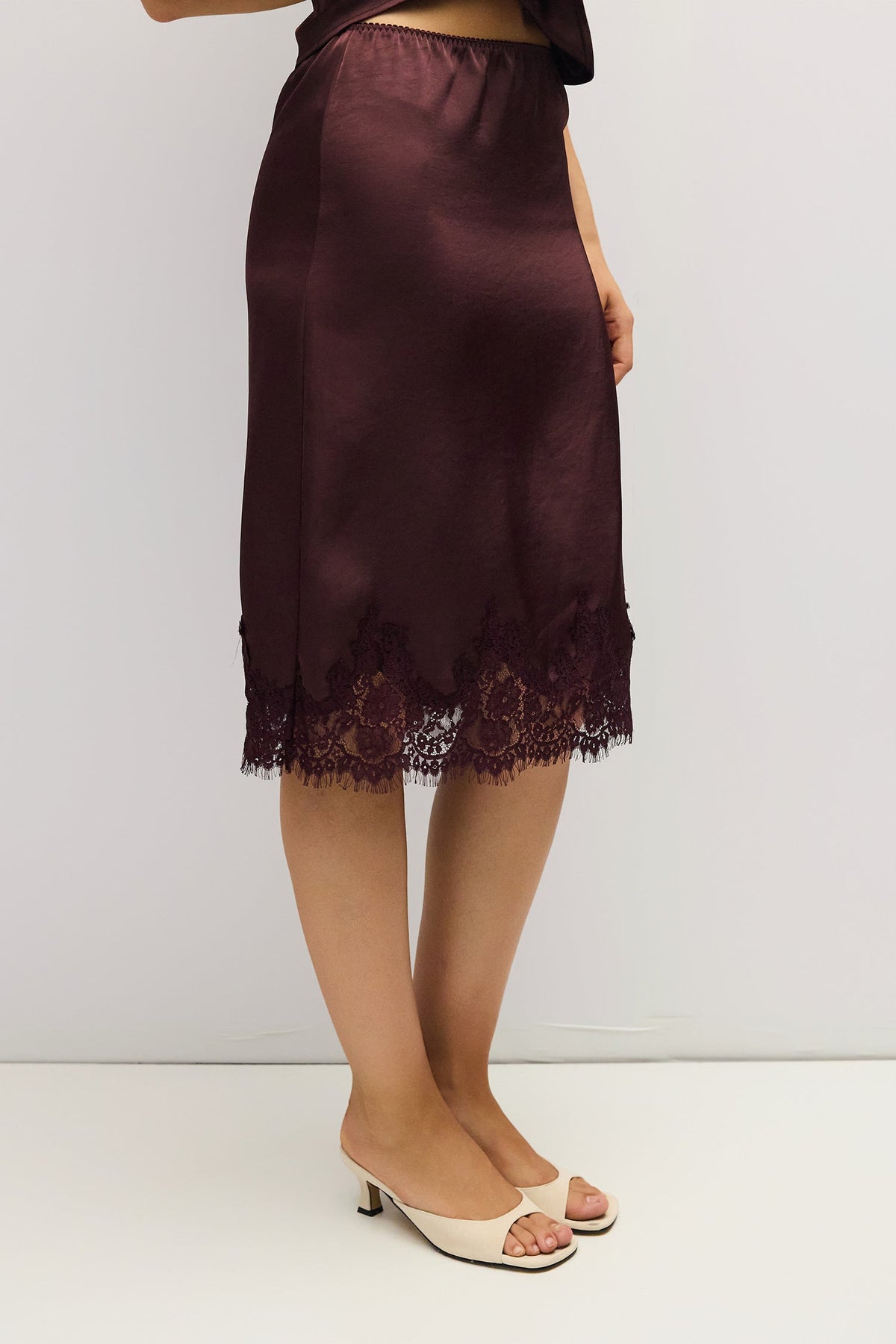 The Mina Satin Knee Length Skirt