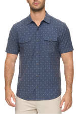 Flag and Anthem UPF Performance Western Shirt SP26WS3178 mens short sleeve blue navy shirt Boltranchstore.com Free Shipping