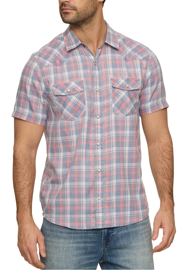 Sanger Vintage Soft Western Shirt FLAG AND ANTHEM Flag & Anthem SP26WS3332 mens short sleeve plaid shirt Boltranchstore.com Free Shipping