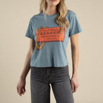 Sendero Womens Real Western Boxy Tee free shipping at boltranchstore.com summer short sleeve shirt blue western horseshoe