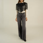 Sendero Lillie Fringe Collar Black black leather fringe collar western accessory womens western boutique Utah NFR outfit  SKU SPCG126H14AZZ
