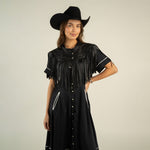 Sendero Lillie Fringe Collar Black black leather piece that pairs with a felt cowboy hat rodeo